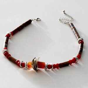 NWT Free people Biedie Choker Elegant Red Beaded Necklace